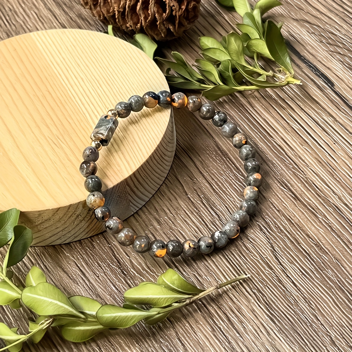 Natural Yooperlite Handmade Beaded Bracelet, Chakra Jewelry